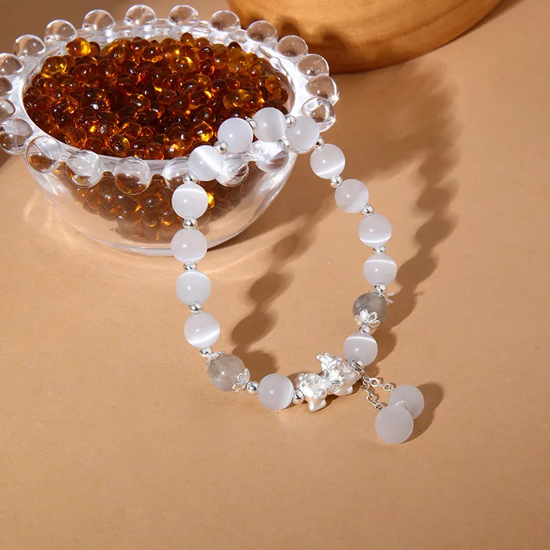 Kelanxi Glass Cat Eye Bracelets Women's-1