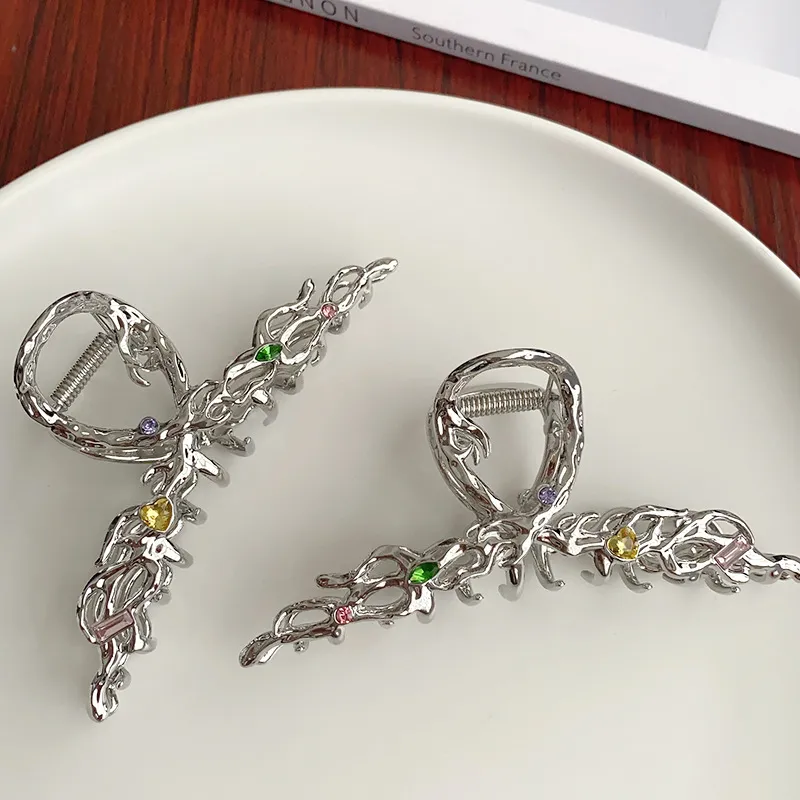 Kelanxi Alloy/Zircon Hair Clips Women's Silver-4