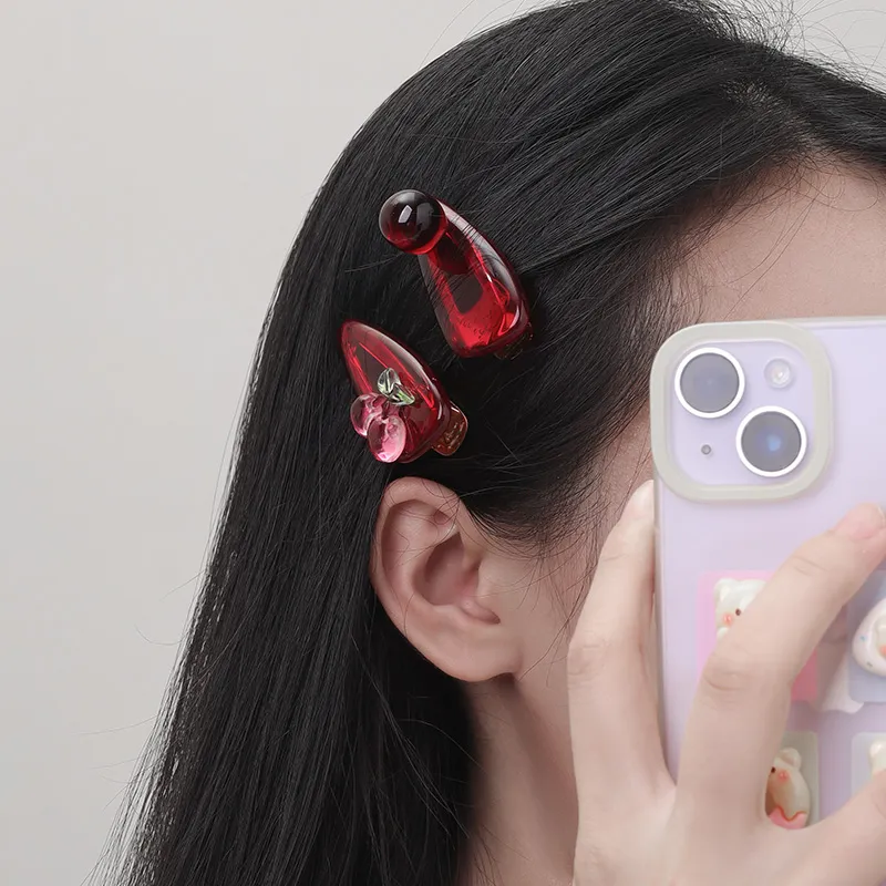 Kelanxi Hair Clips Women's Red/Khaki-6