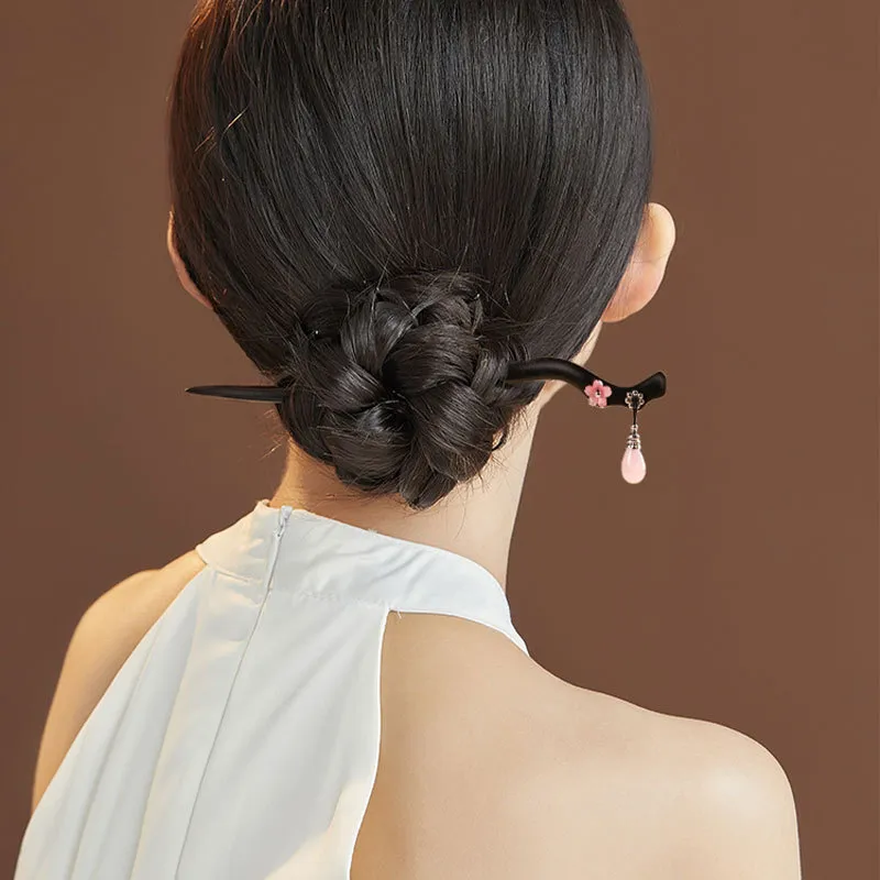 Kelanxi Wooden Hairpins Women's Black/Pink-1