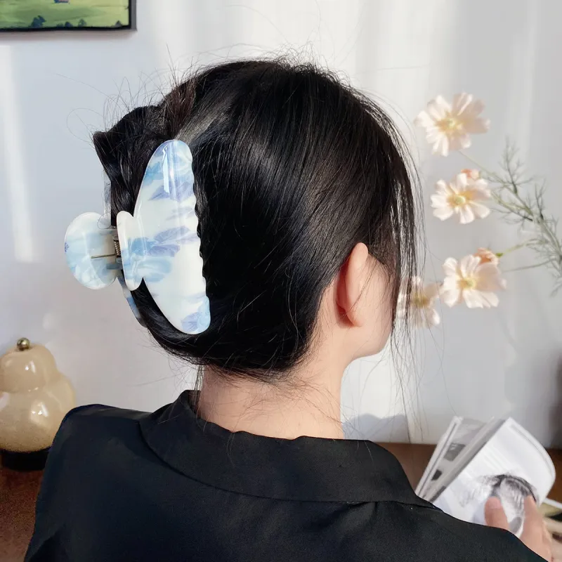 Kelanxi Resin Hair Clips Women's Pink/Gray/Blue-3