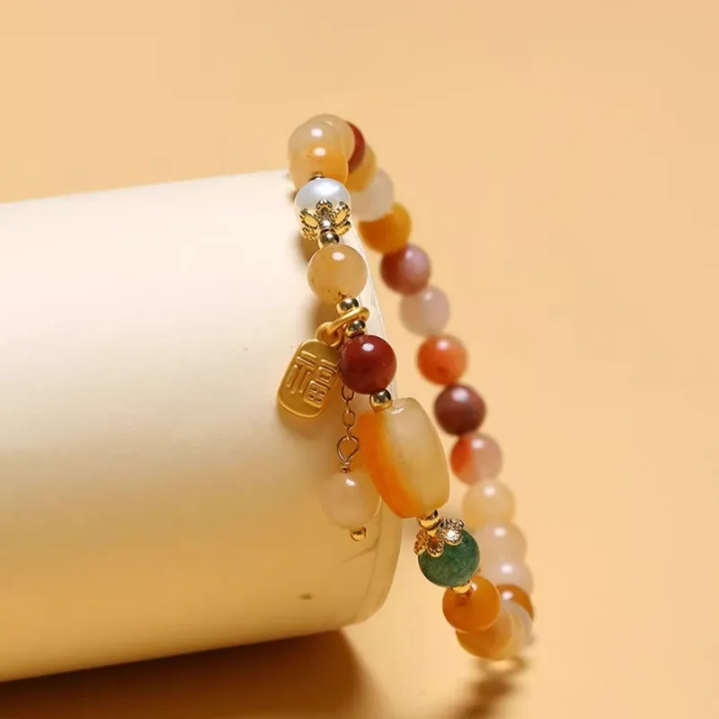 Kelanxi Golden Silk Jade Bracelets Women's-4