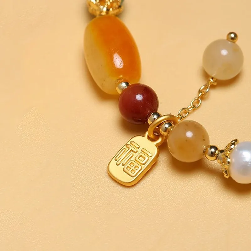 Kelanxi Golden Silk Jade Bracelets Women's-2