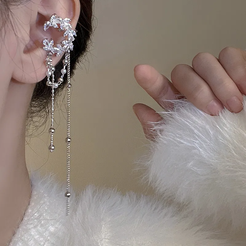 Kelanxi Alloy Drop Earrings Women's Silver-4