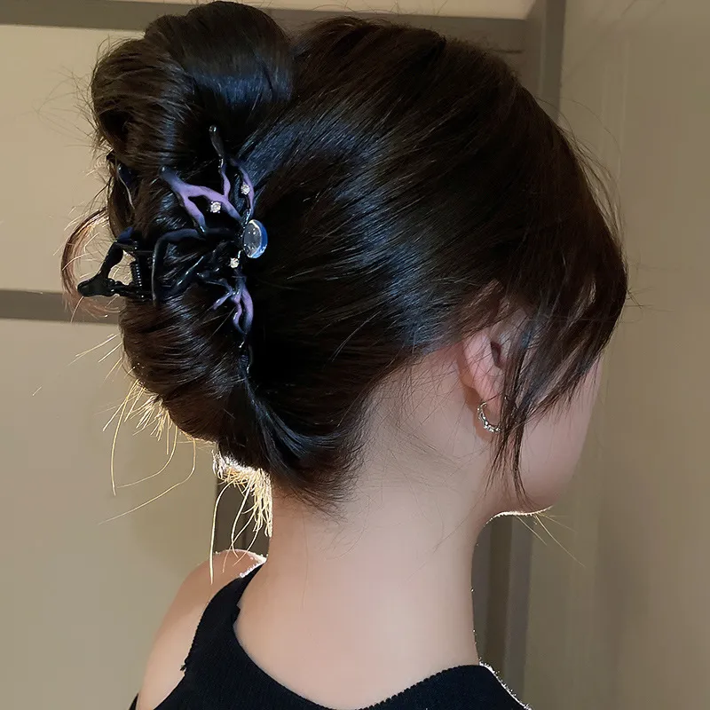 Kelanxi Alloy Hair Clips Women's Purple/Black-2