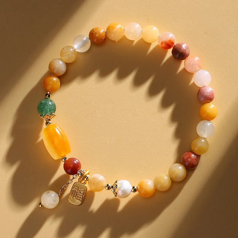 Kelanxi Golden Silk Jade Bracelets Women's-3