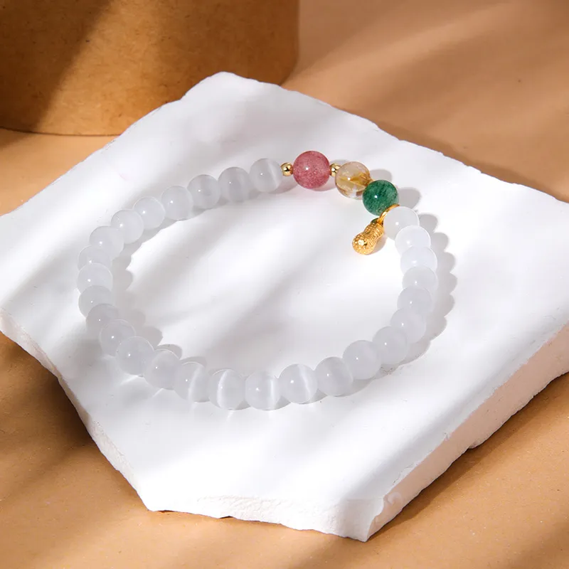 Kelanxi Glass Cat Eye Bracelets Women's-3