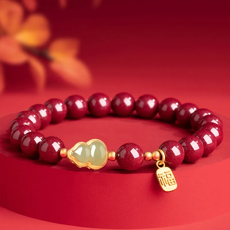 Kelanxi Reconstructed Cinnabar Bracelets Women's-3