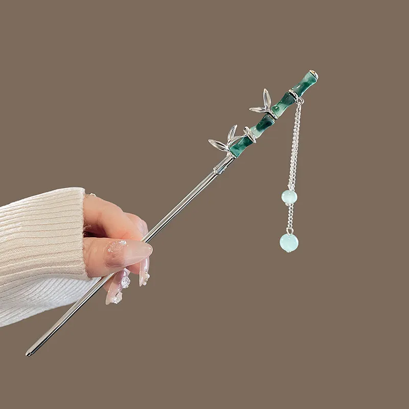 Kelanxi Hairpins Women's Silver, Green-5