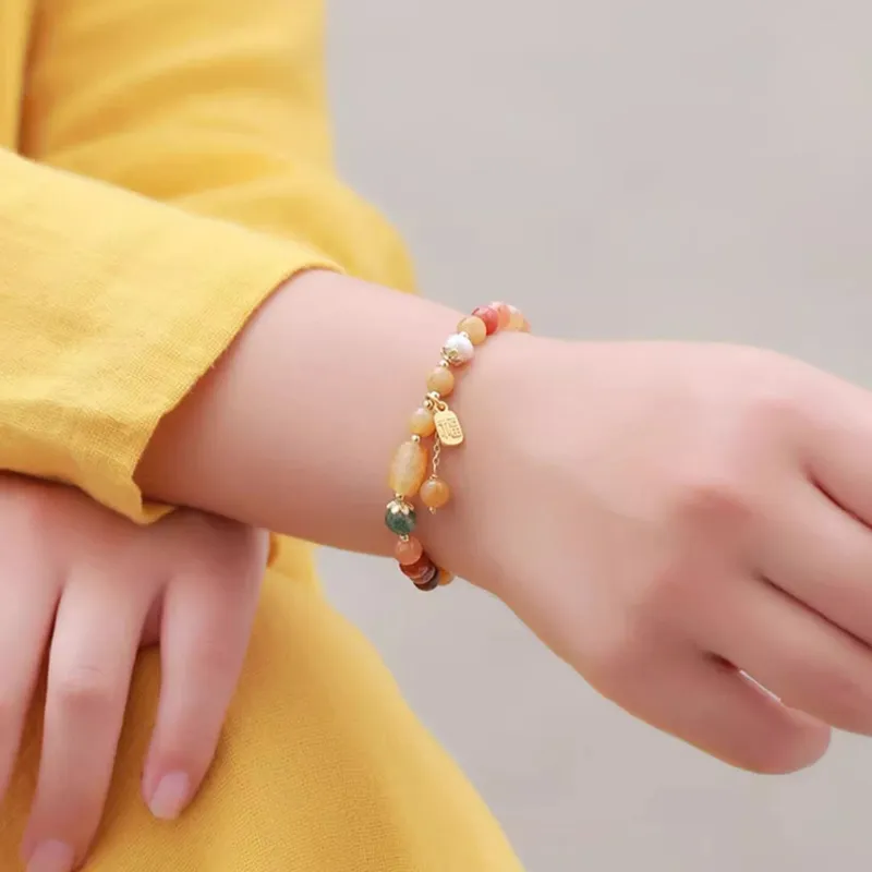 Kelanxi Golden Silk Jade Bracelets Women's-1