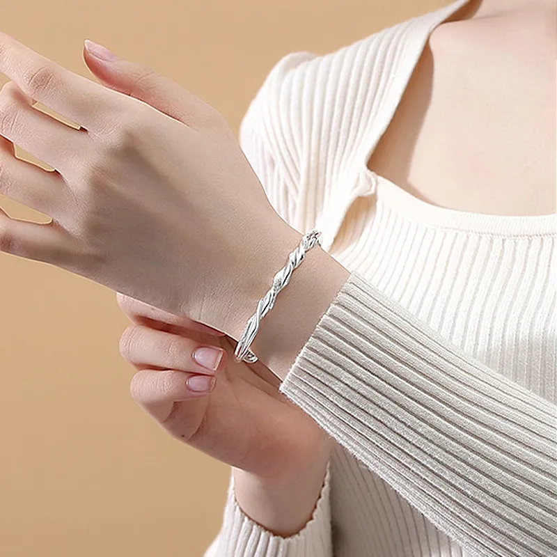 Kelanxi 999 Fine Silver Bangles Women's-3