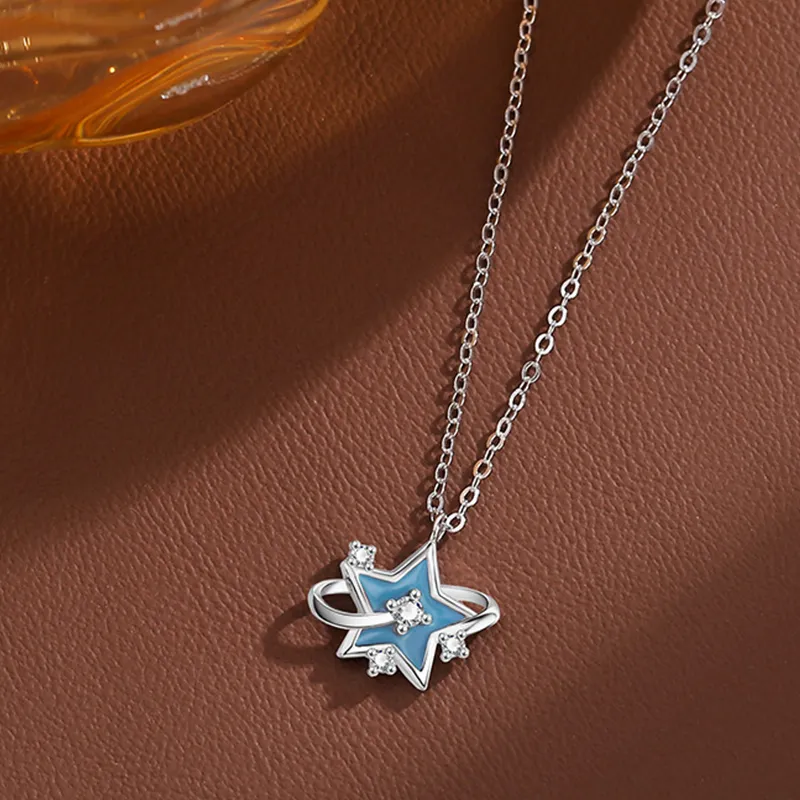 Kelanxi 999 Fine Silver Necklaces Women's Blue-5