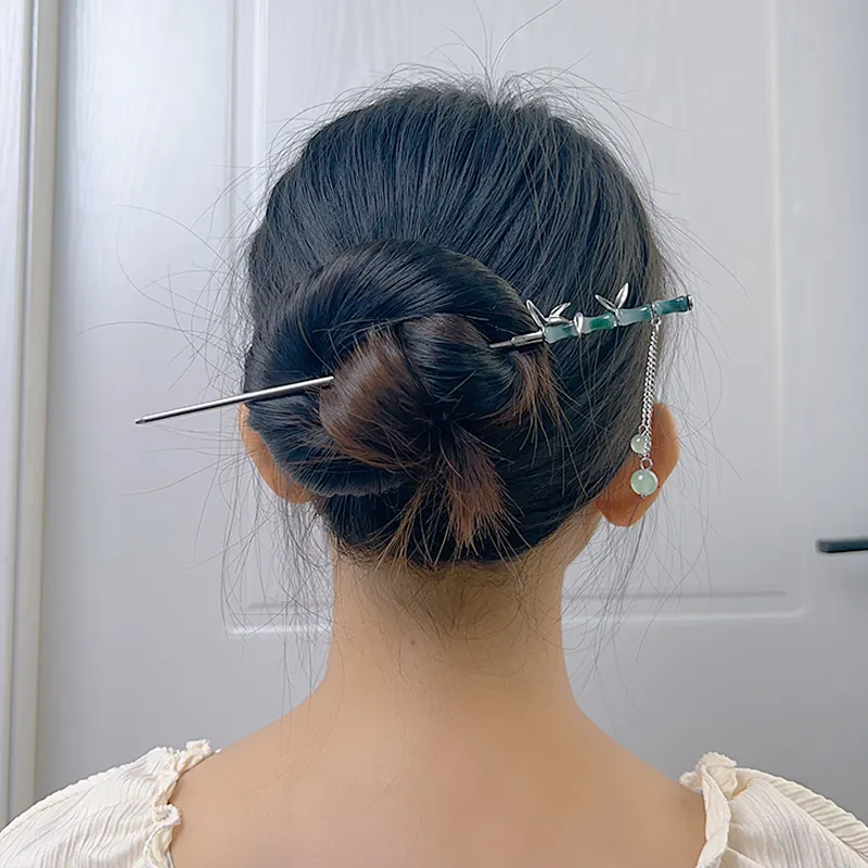 Kelanxi Hairpins Women's Silver, Green-1