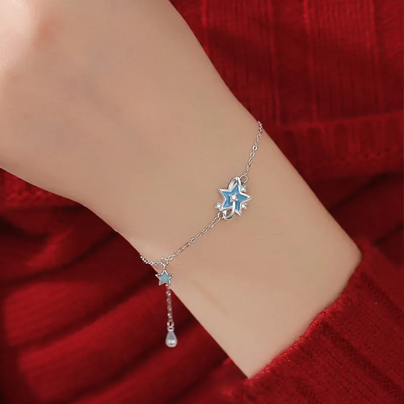 Kelanxi 999 Fine Silver Necklaces Women's Blue-6