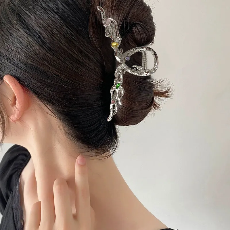 Kelanxi Alloy/Zircon Hair Clips Women's Silver-5