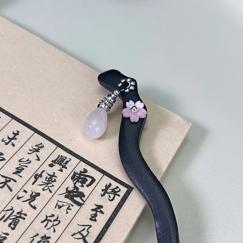 Kelanxi Wooden Hairpins Women's Black/Pink-3