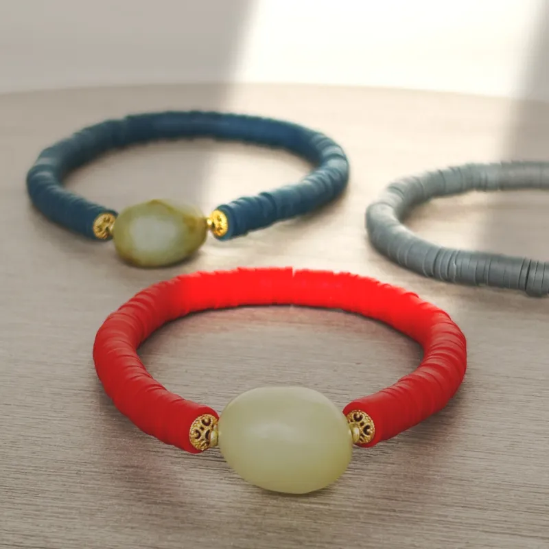 ZANJICHUANQI Hetian Jade Bracelets White Jade/Pale Greenish White Jade Unisex-2