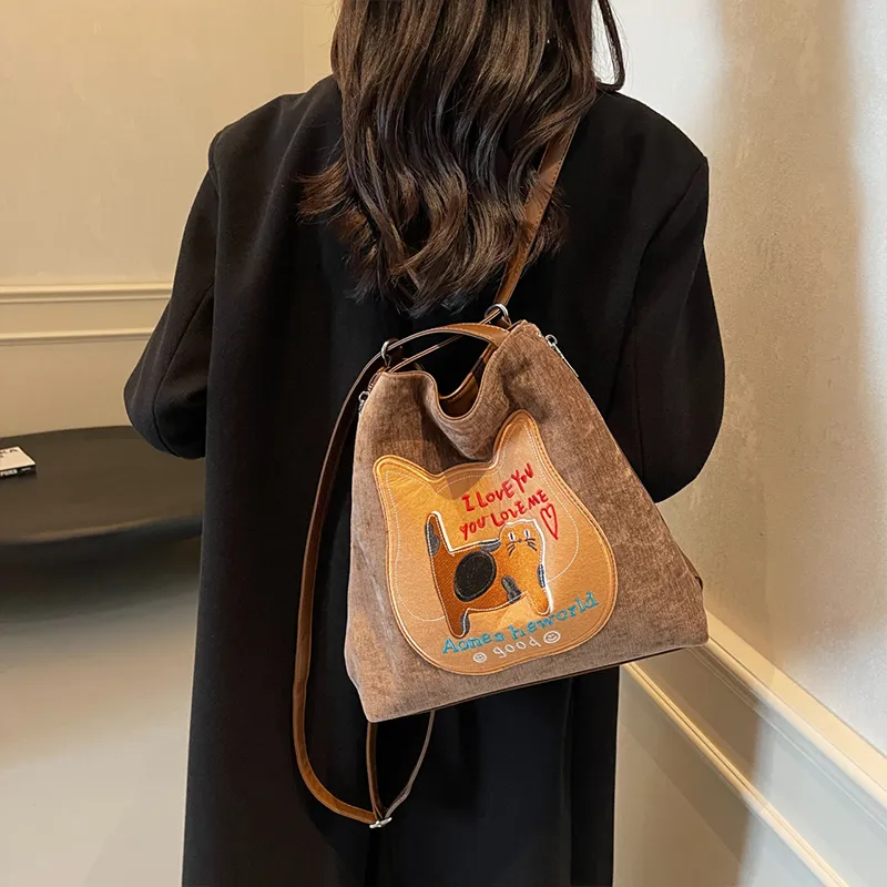 Meow In The Grass PU Shoulder Bag Handbag Tote Bag Regular Women's Coffee/Black/Gray/Pink-3