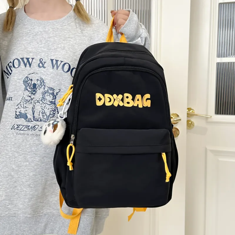 Meow In The Grass Polyester Backpack Unisex Red/Black/Yellow/Dark Blue-9