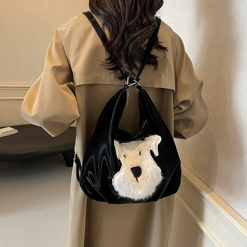 Meow In The Grass PU Shoulder Bag Regular Women's Black-2
