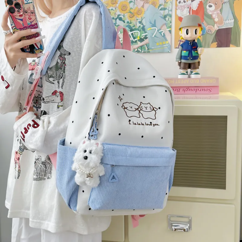 Meow In The Grass Nylon Backpack Unisex Multicolor-5