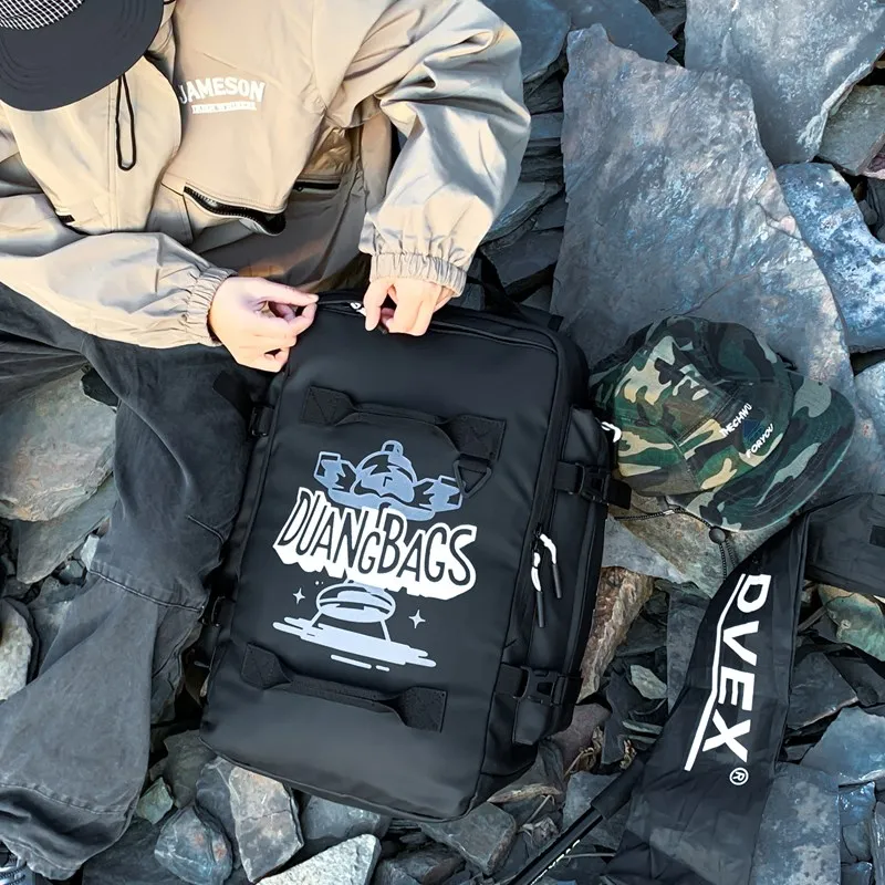 Meow In The Grass PU Backpack Unisex Black White Letter/Black Pink Letter/Black Blue Letter/Black Green Letter-3