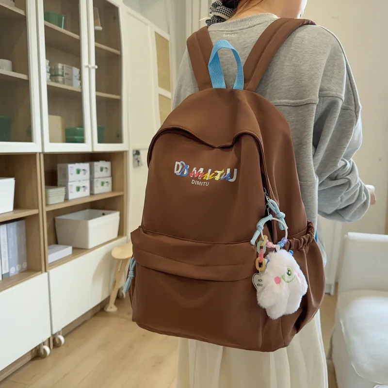 Meow In The Grass Nylon Backpack Unisex Black/White/Coffee/Navy Blue-18