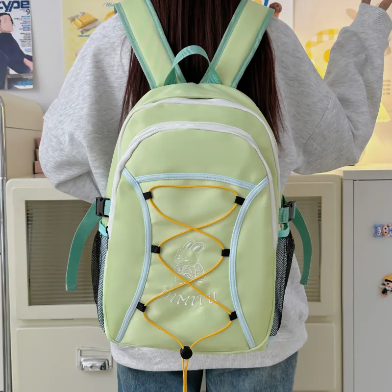 Meow In The Grass Polyester Backpack Unisex Black/Green/Blue-8