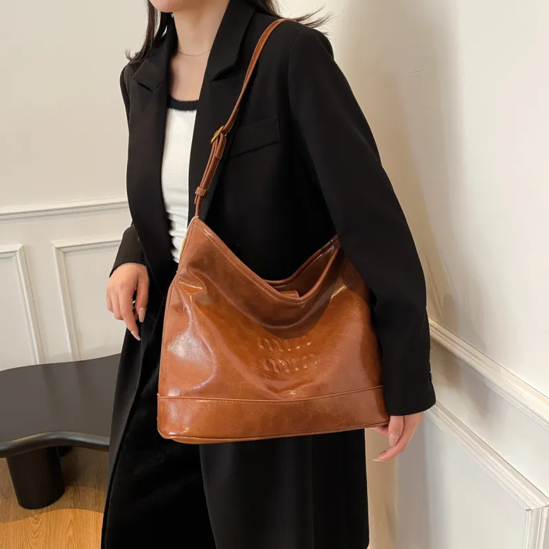 Meow In The Grass PU Shoulder Bag Regular Women's Coffee/Ecru/Brown/Black-13