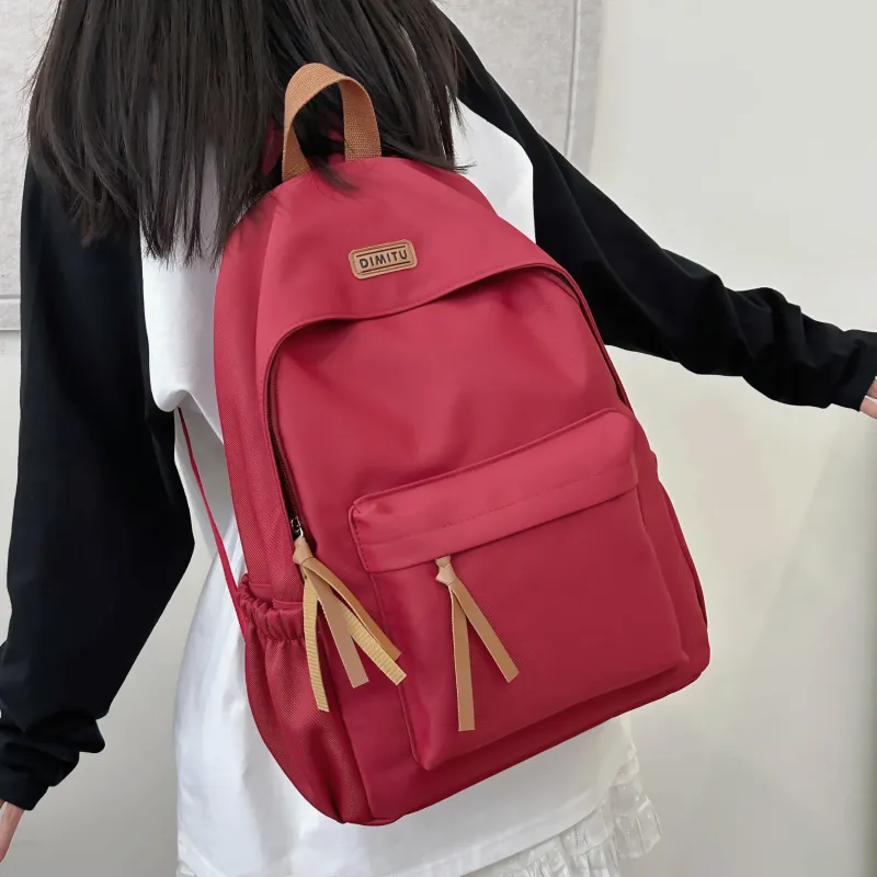Meow In The Grass Nylon Backpack Unisex White/Black/Red/Blue-13