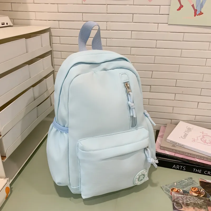 Meow In The Grass Nylon Backpack Unisex Black/Pink/Blue/Yellow/Khaki/Green/Purple-11