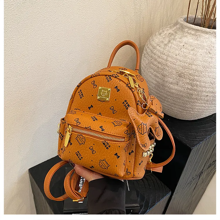 Meow In The Grass PU Backpack Women's Multicolor-23
