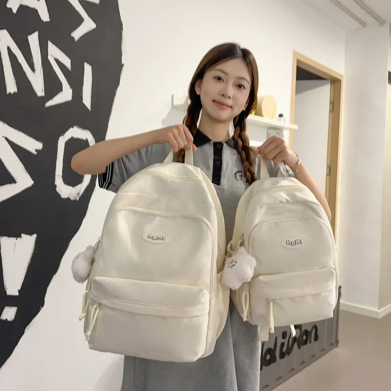 Meow In The Grass Nylon Backpack Unisex Black/White/Yellow-11