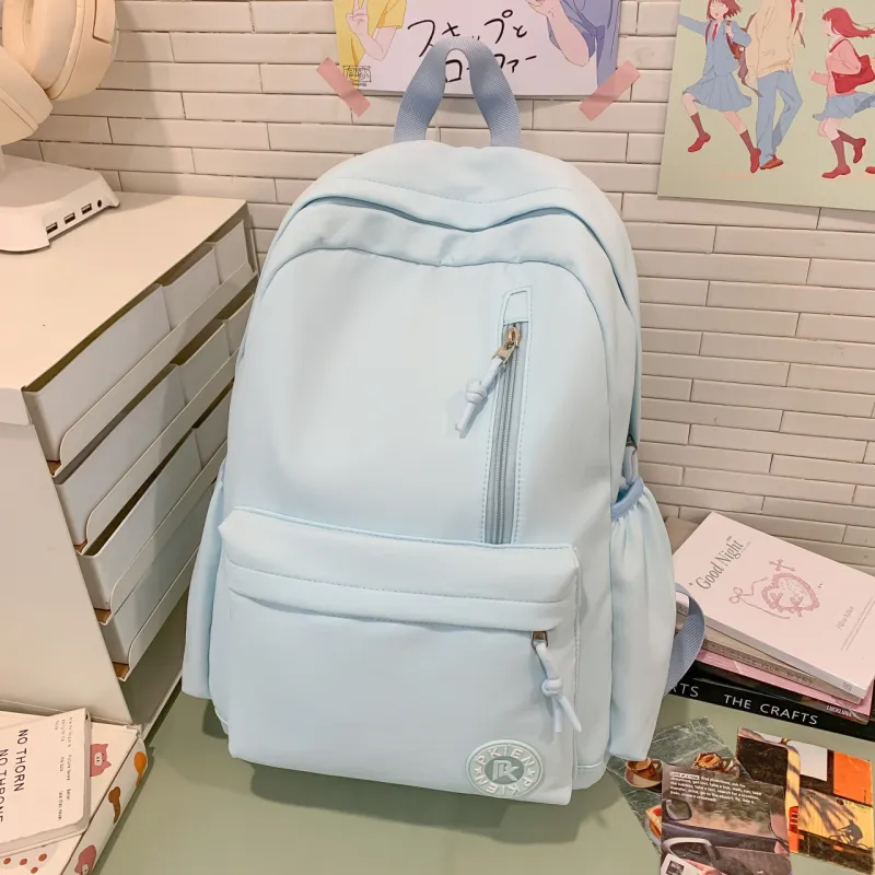 Meow In The Grass Nylon Backpack Unisex Black/Pink/Blue/Yellow/Khaki/Green/Purple-13