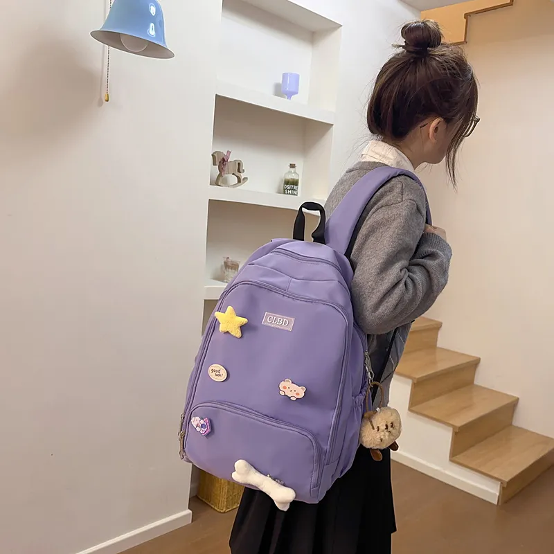 Meow In The Grass Nylon Backpack Unisex Multicolor-19