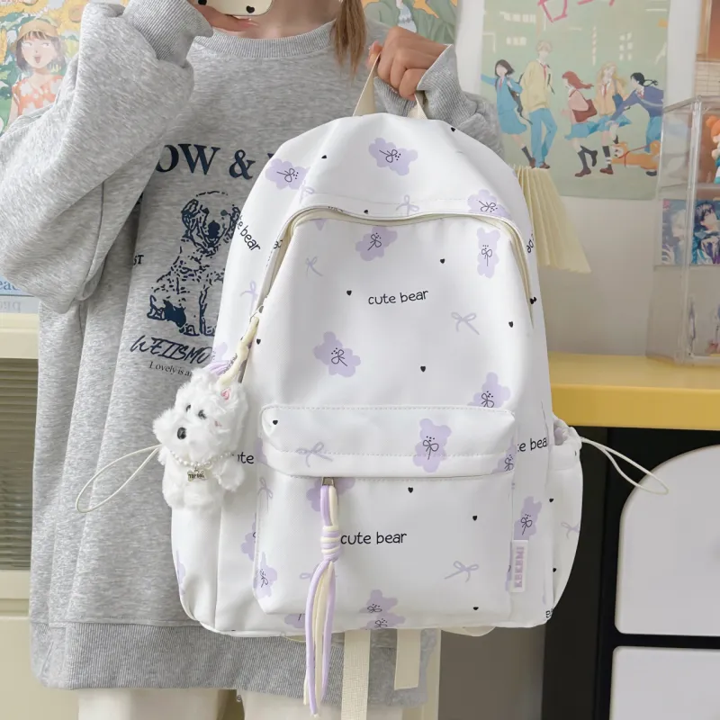 Meow In The Grass Nylon Backpack Regular Women's Multicolor-11