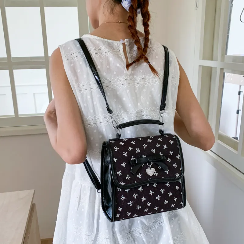 Meow In The Grass PU Backpack Women's White/Pink/Black-14