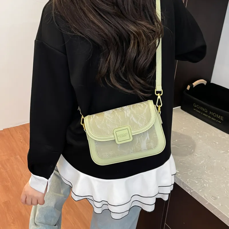 Meow In The Grass PU Crossbody Bag, Shoulder Bag Women's Cream White/Cherry Blossom Pink/Green/Black-15