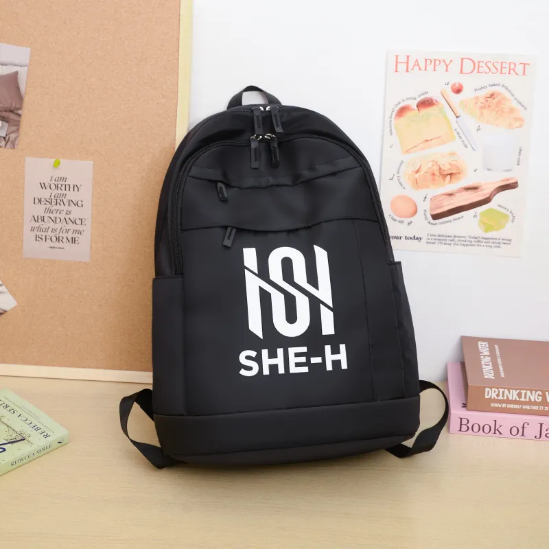 Meow In The Grass Nylon Backpack Unisex Black/Green/White-14