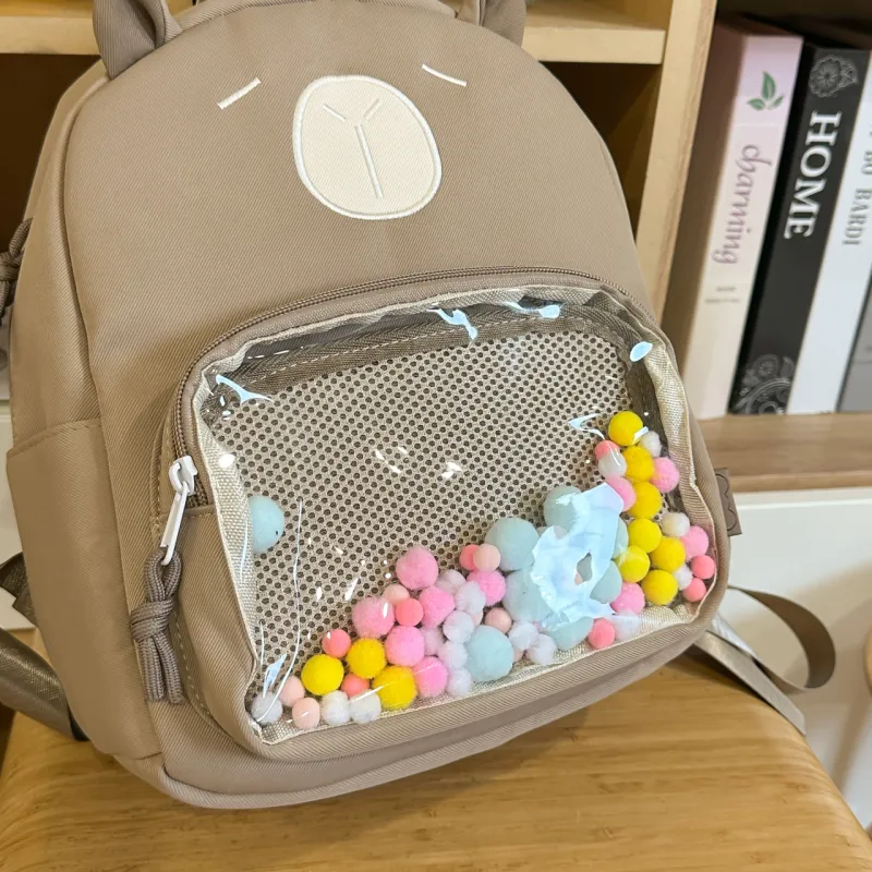Meow In The Grass Nylon With PVC Backpack Unisex Black/White/Light Khaki/Dark Khaki/Blue-18