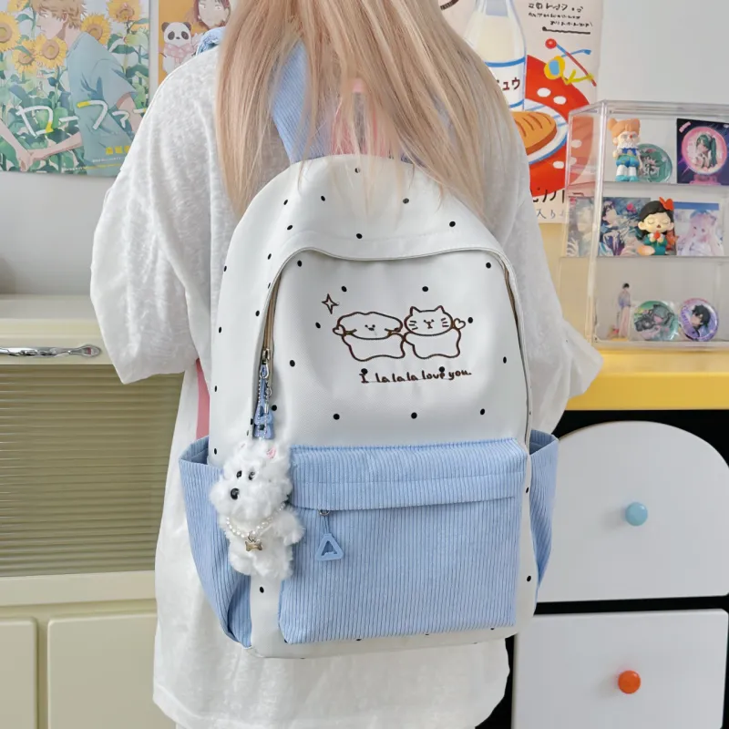 Meow In The Grass Nylon Backpack Unisex Multicolor-3