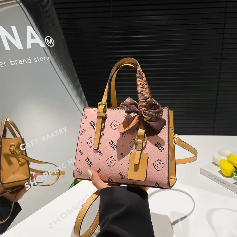 Meow In The Grass PU Shoulder Bag, Crossbody Bag, Handbag Women's Brown/Beige/Pink-13
