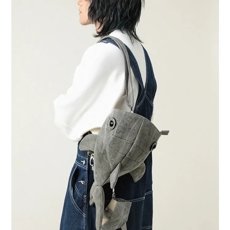 Meow In The Grass Washable Canvas Backpack Unisex Gray-2