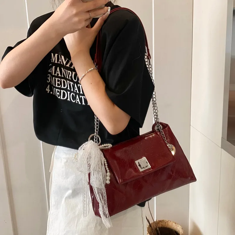 Meow In The Grass PU Shoulder Bag Women's Black/Light Pink/Ivory/Burgundy-20