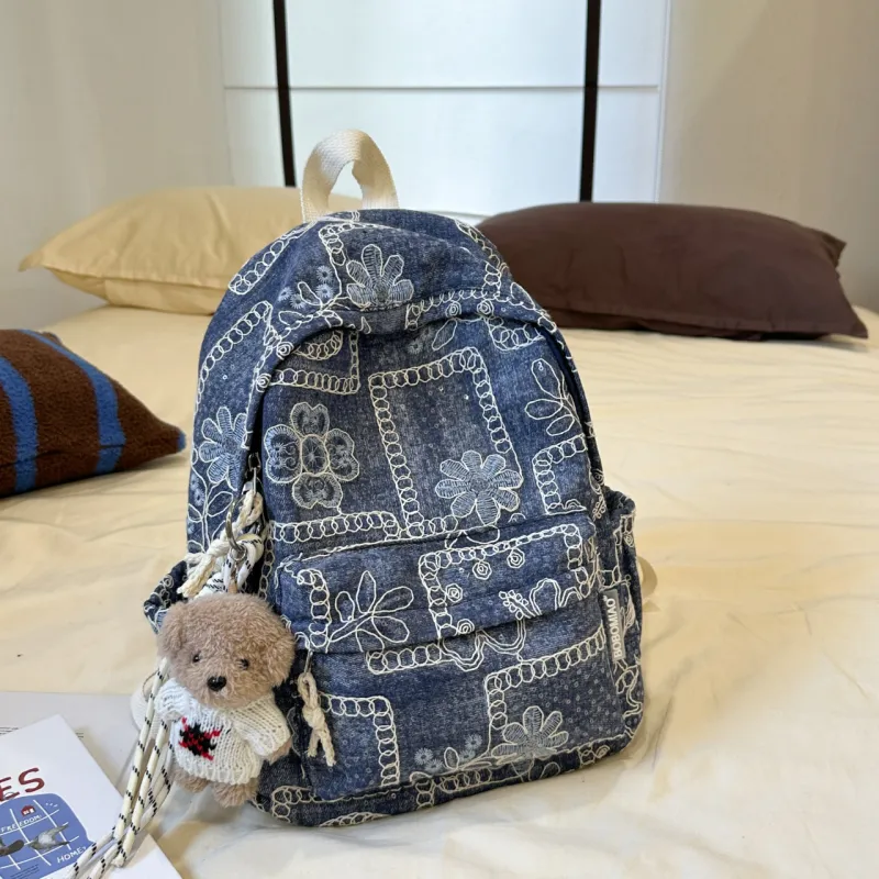 Meow In The Grass Denim Backpack Tubas Unisex Multicolor-10