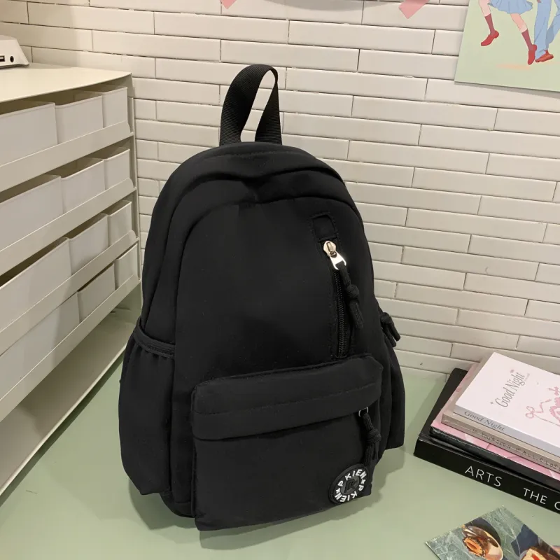 Meow In The Grass Nylon Backpack Unisex Black/Pink/Blue/Yellow/Khaki/Green/Purple-3