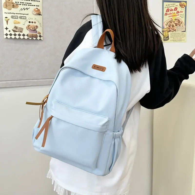Meow In The Grass Nylon Backpack Unisex White/Black/Red/Blue-18