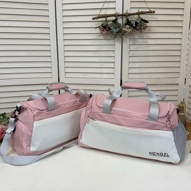 Meow In The Grass Nylon Gym Bag Travel Bag Unisex White/Black/Green/Blue/Pink-14