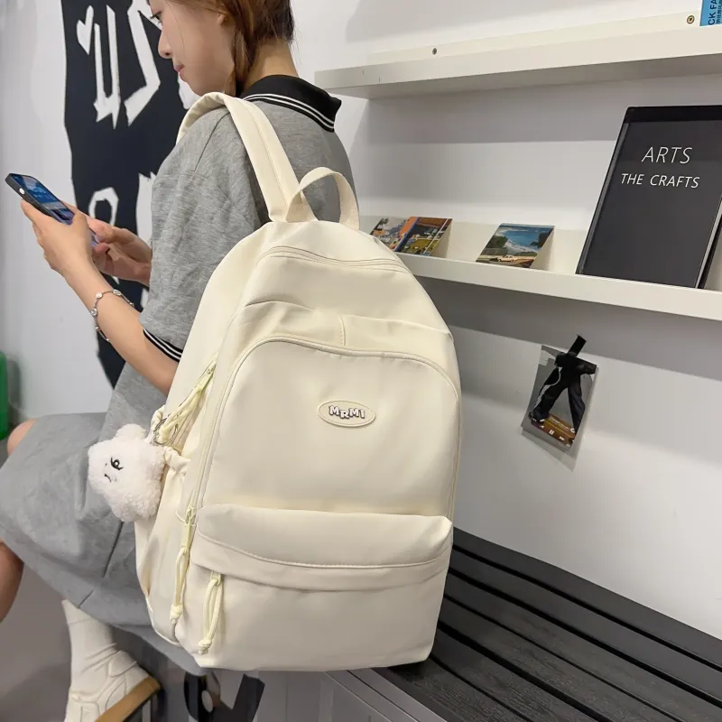 Meow In The Grass Nylon Backpack Unisex Black/White/Yellow-8