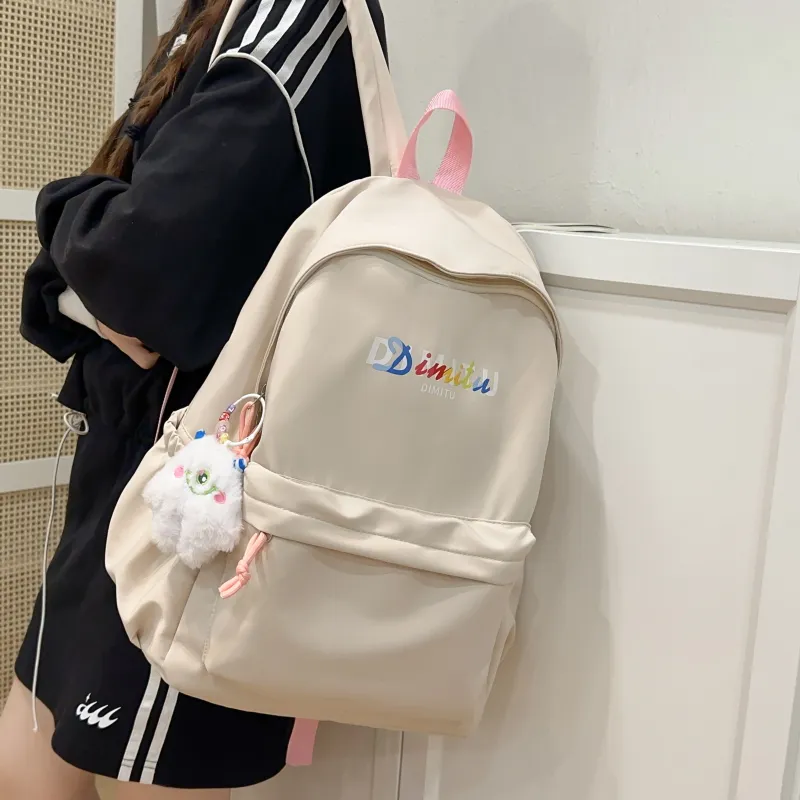 Meow In The Grass Nylon Backpack Unisex Black/White/Coffee/Navy Blue-8